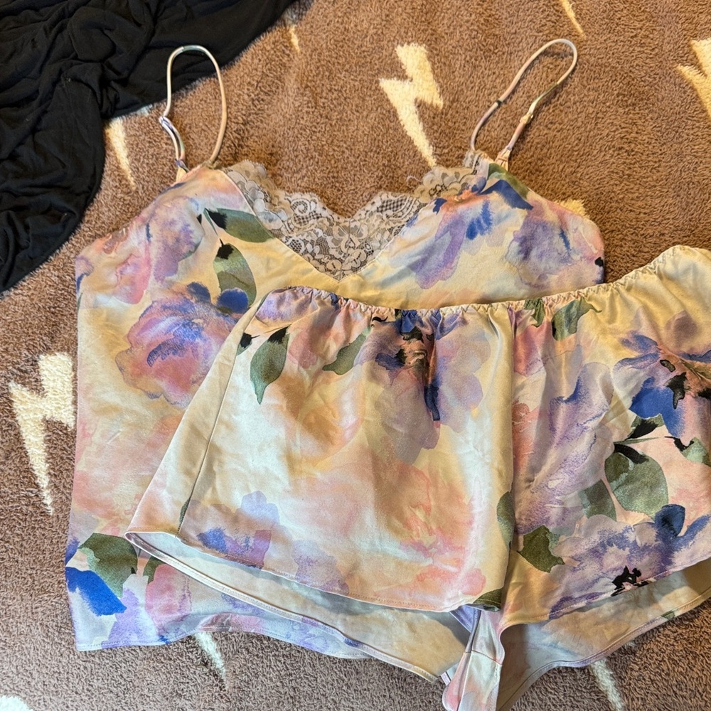 Floral Lace Trim Cami Top